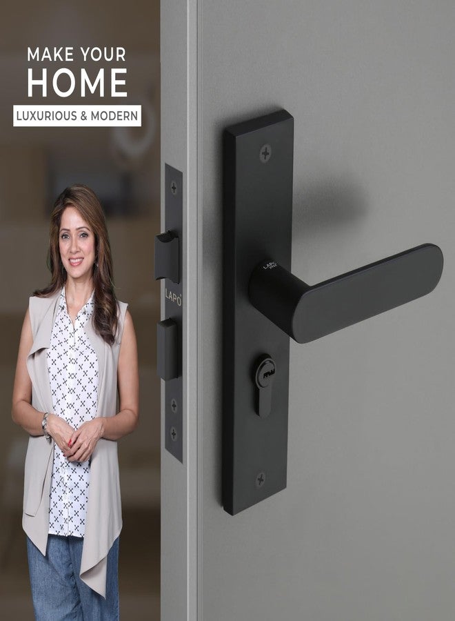 LAPO قفل نقر شديد التحمل من لابو للأبواب الرئيسية - أسطوانة 60 مم، جسم القفل 45 × 45 مم، قفل بمفتاح للمنزل والمكتب وغرفة النوم والفندق (لون أسود، ضمان 3 سنوات) Cy-180 - Image 2